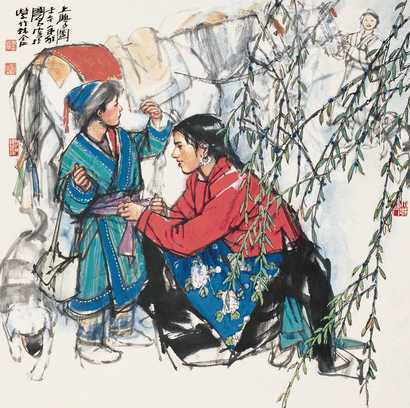 史国良 2002年 上学图 镜心